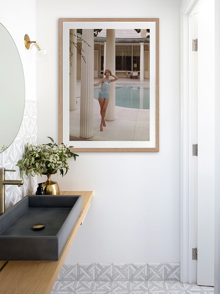 Poolside Glamour I Framed Art Print